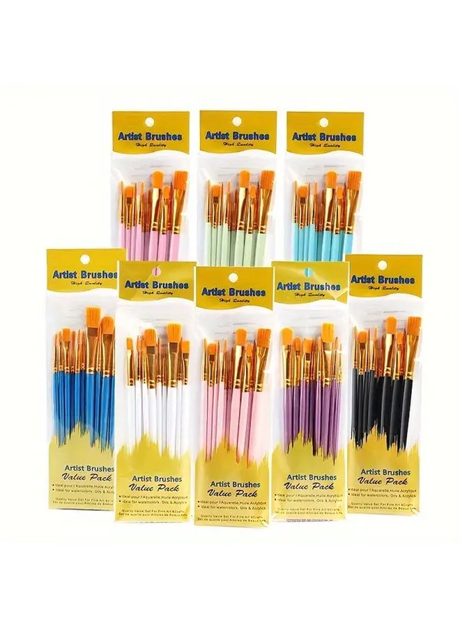 10 Pcs White Paint Brush Set Professional For Acrylic Oil Watercolor Gouache - Image 1